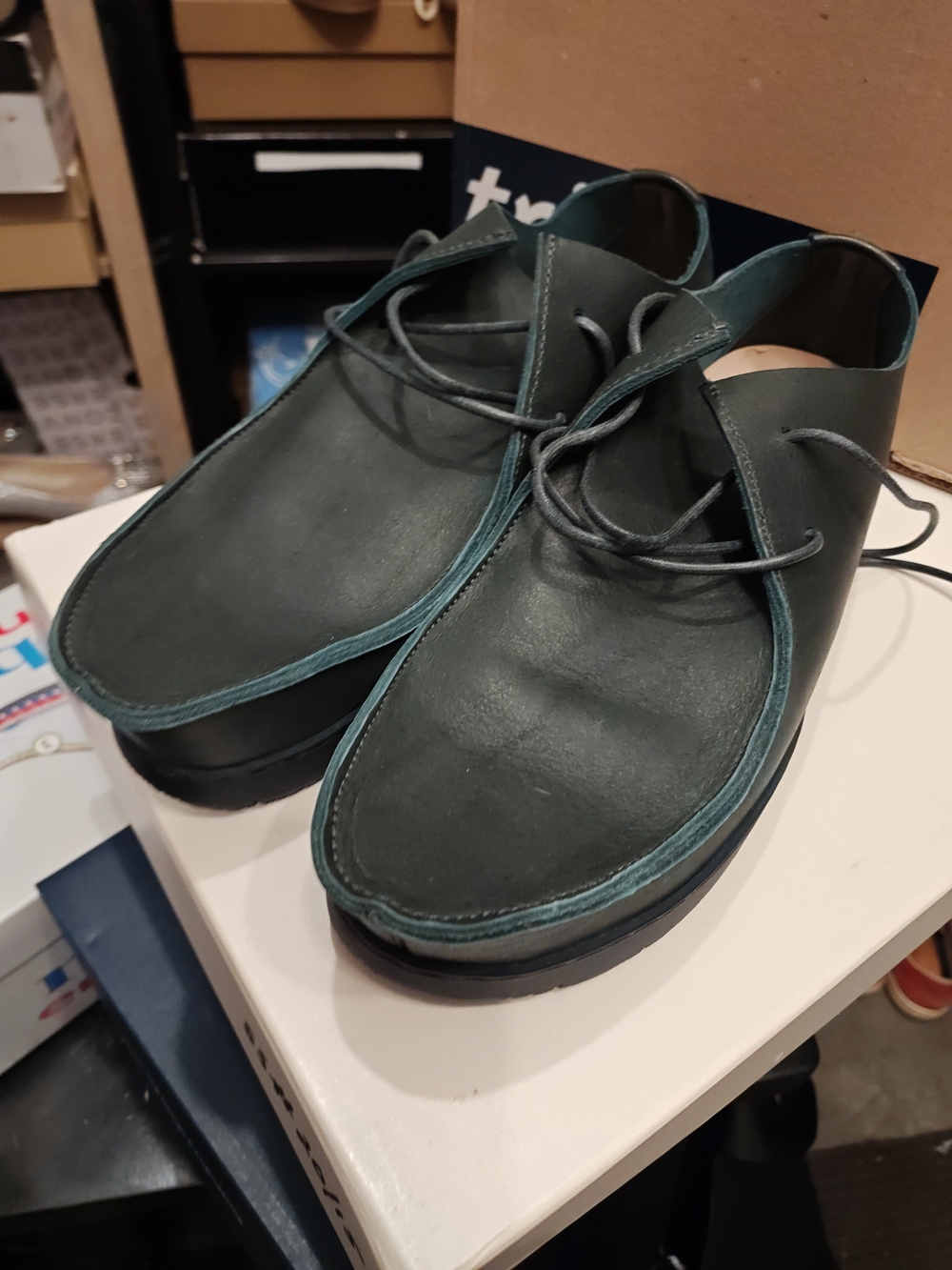 Classic Trippen Leather Lace-Up Shoes in Dark Green 39 - Picture 14 of 15